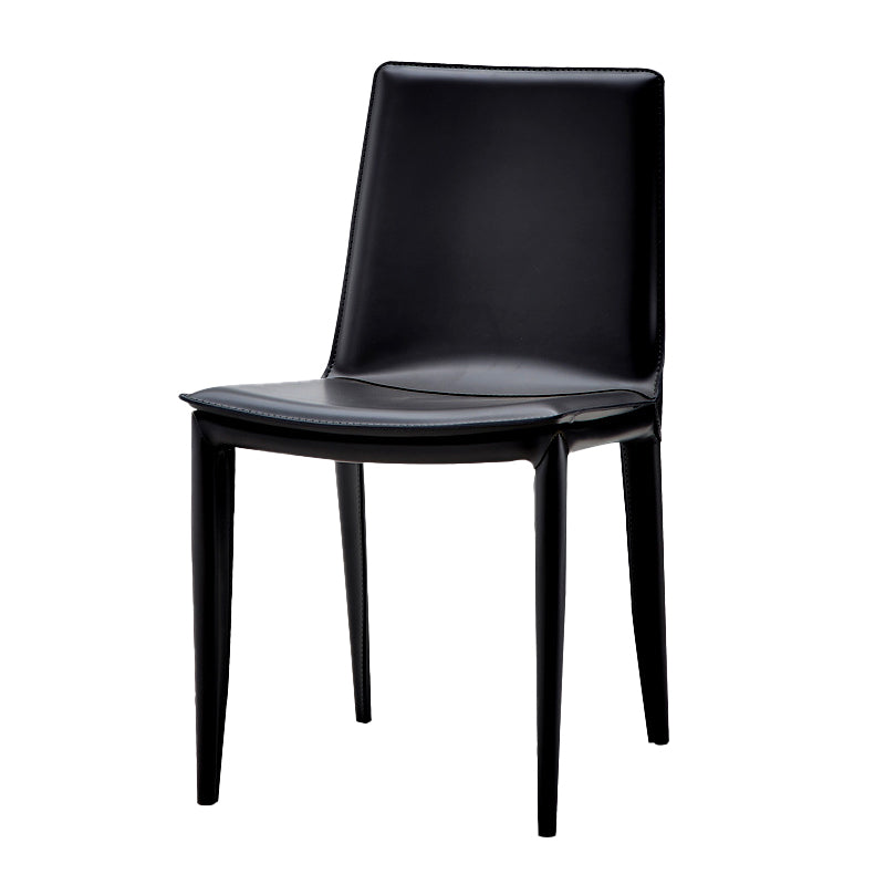 Faux Leather Modern Dining Room Chair Matte Finish Solid Back Dining Armless Chair