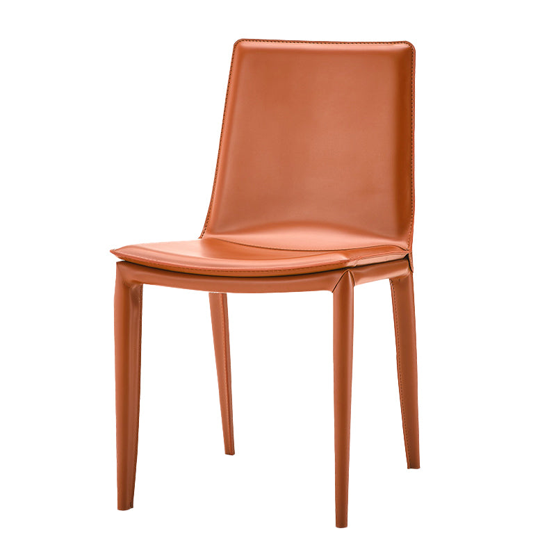 Faux Leather Modern Dining Room Chair Matte Finish Solid Back Dining Armless Chair