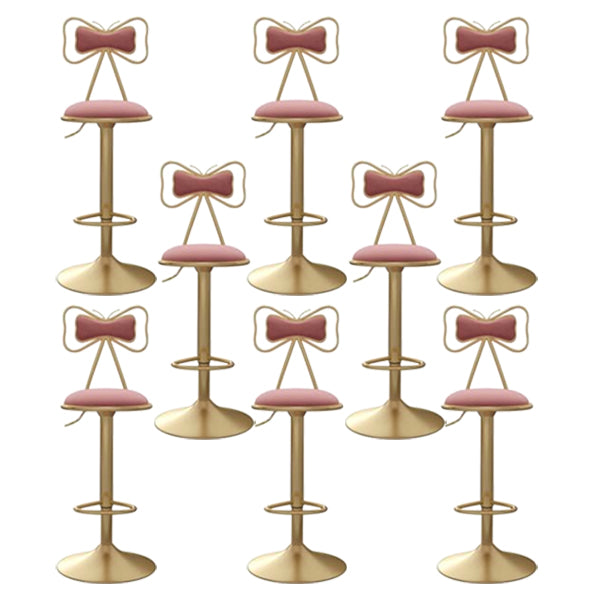 Glam Iron Adjustable Swivel Barstool Low Back Indoor Tall Stool with Upholstered Seat