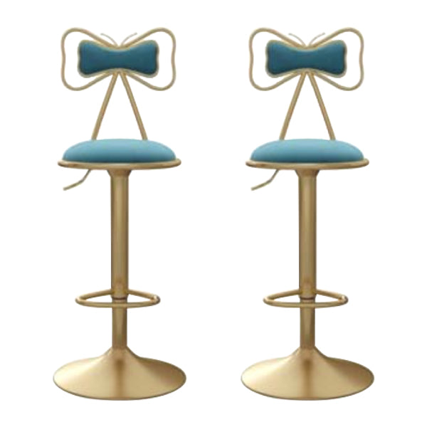 Glam Iron Adjustable Swivel Barstool Low Back Indoor Tall Stool with Upholstered Seat