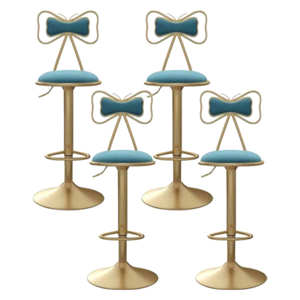 Glam Iron Adjustable Swivel Barstool Low Back Indoor Tall Stool with Upholstered Seat
