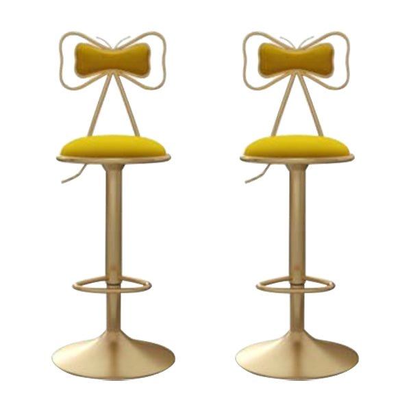 Glam Iron Adjustable Swivel Barstool Low Back Indoor Tall Stool with Upholstered Seat