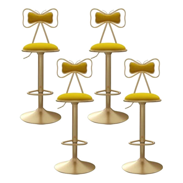 Glam Iron Adjustable Swivel Barstool Low Back Indoor Tall Stool with Upholstered Seat
