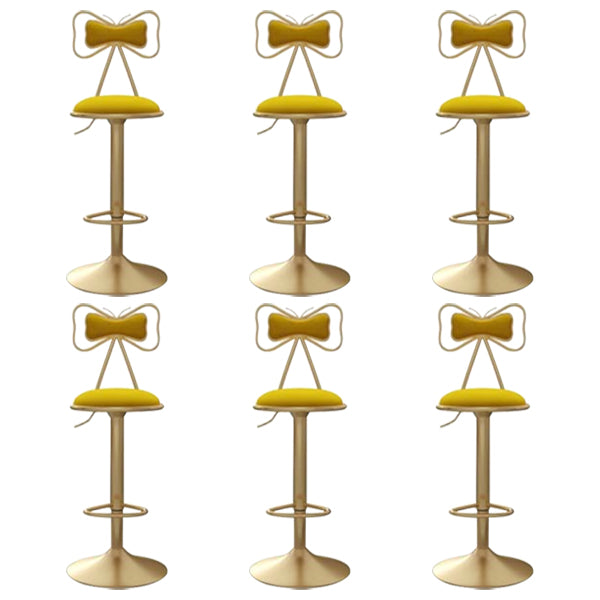 Glam Iron Adjustable Swivel Barstool Low Back Indoor Tall Stool with Upholstered Seat