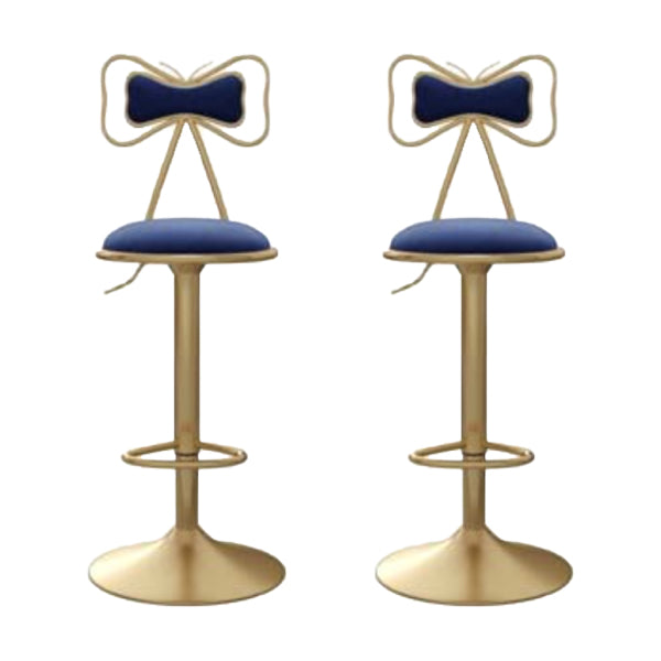 Glam Iron Adjustable Swivel Barstool Low Back Indoor Tall Stool with Upholstered Seat