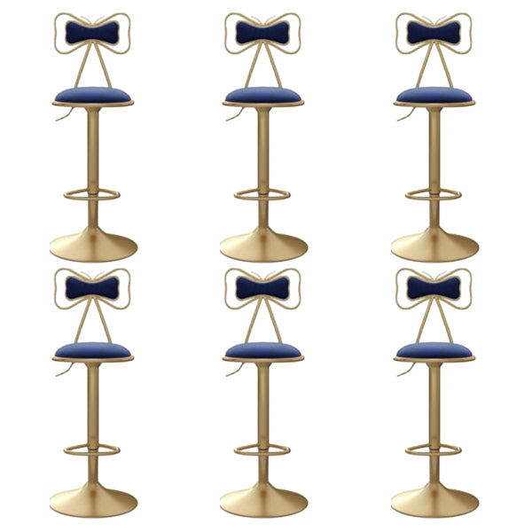 Glam Iron Adjustable Swivel Barstool Low Back Indoor Tall Stool with Upholstered Seat