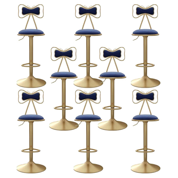 Glam Iron Adjustable Swivel Barstool Low Back Indoor Tall Stool with Upholstered Seat