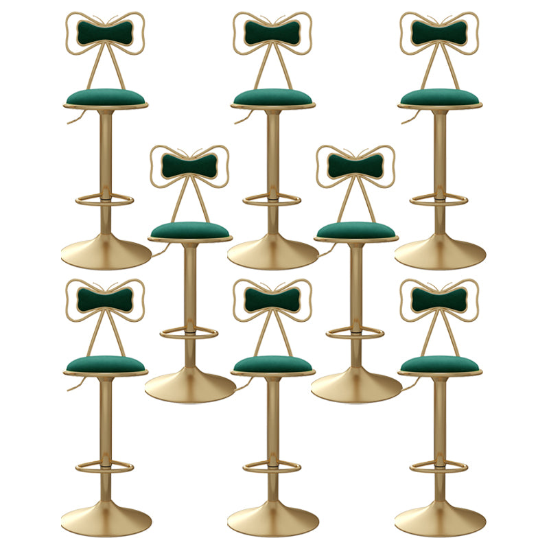 Glam Iron Adjustable Swivel Barstool Low Back Indoor Tall Stool with Upholstered Seat