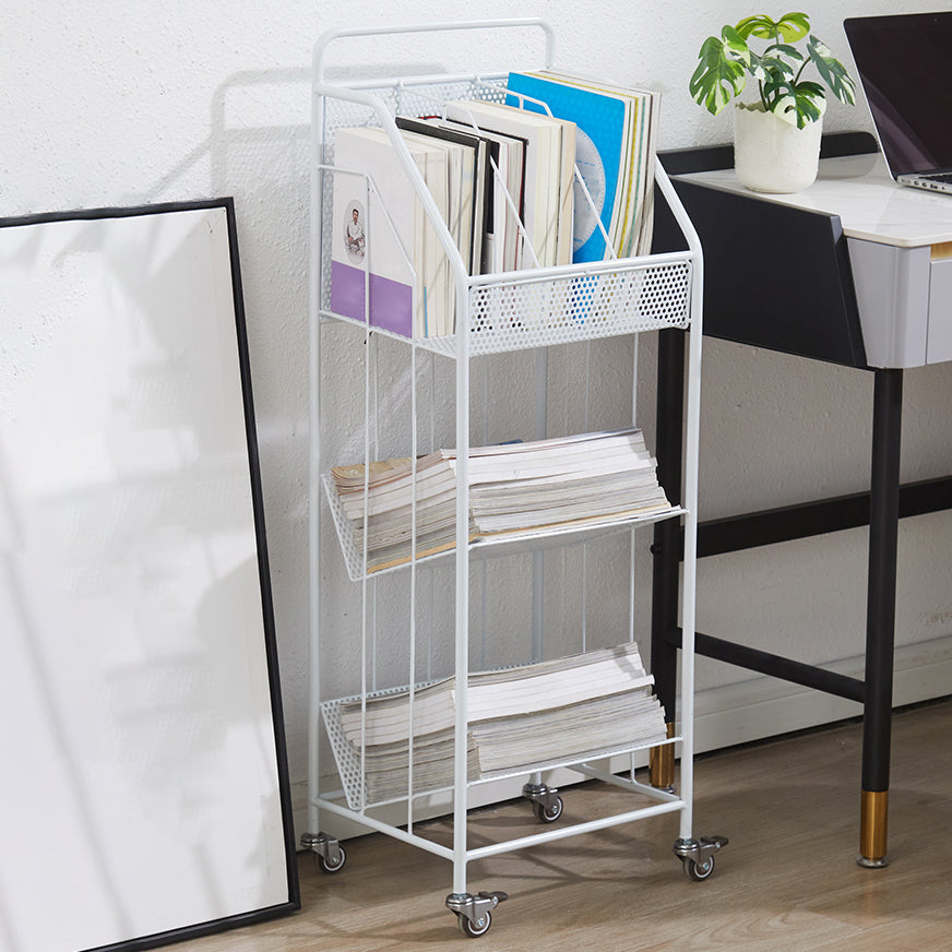 3-Shelf Metal Geometric Bookshelf Contemporary Closed Back Book Shelf,39" H x 11" W