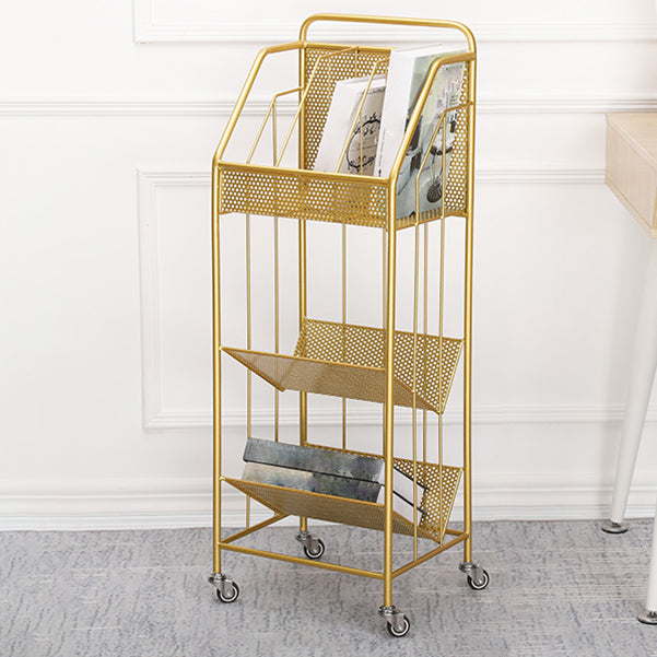 3-Shelf Metal Geometric Bookshelf Contemporary Closed Back Book Shelf,39" H x 11" W