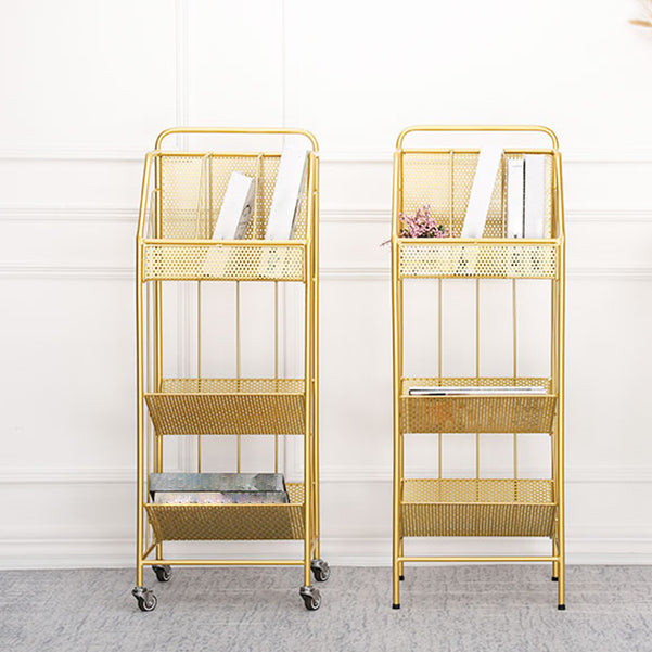 3-Shelf Metal Geometric Bookshelf Contemporary Closed Back Book Shelf,39" H x 11" W