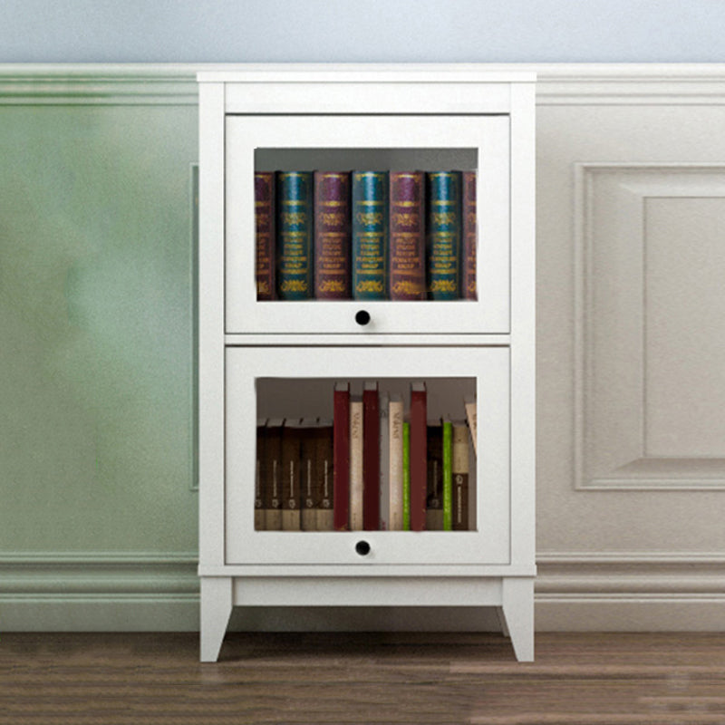 White Manufactured Wood Standard Bookcase Modern Bookshelf with Glass Doors