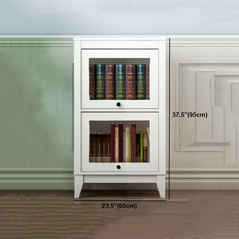 White Manufactured Wood Standard Bookcase Modern Bookshelf with Glass Doors