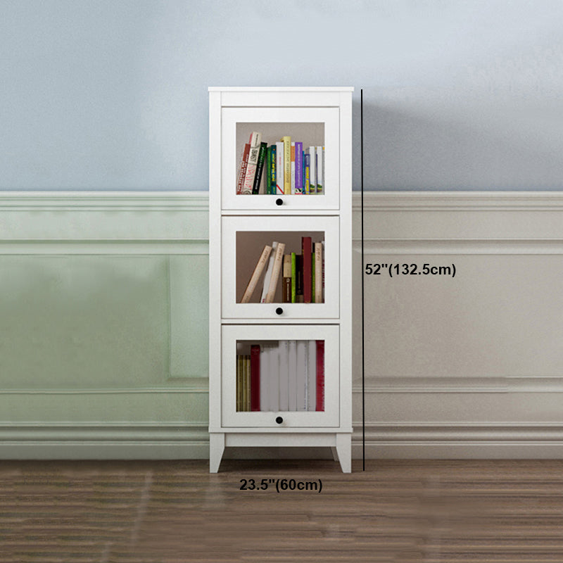White Manufactured Wood Standard Bookcase Modern Bookshelf with Glass Doors