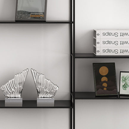 White and Black Etagere Bookshelf Modern Iron Open Bookshelf