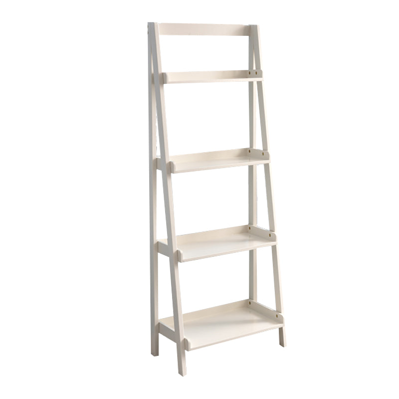 Contemporary Style Ladder Bookcase Wooden Vertical Open Back Book Shelf