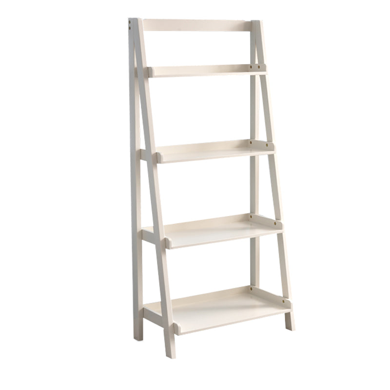 Contemporary Style Ladder Bookcase Wooden Vertical Open Back Book Shelf