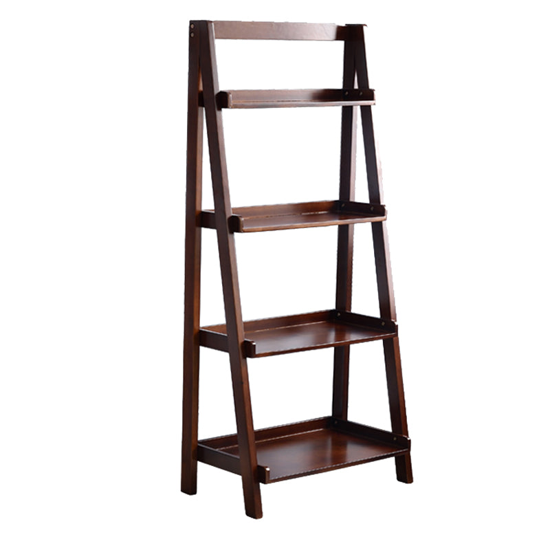 Contemporary Style Ladder Bookcase Wooden Vertical Open Back Book Shelf