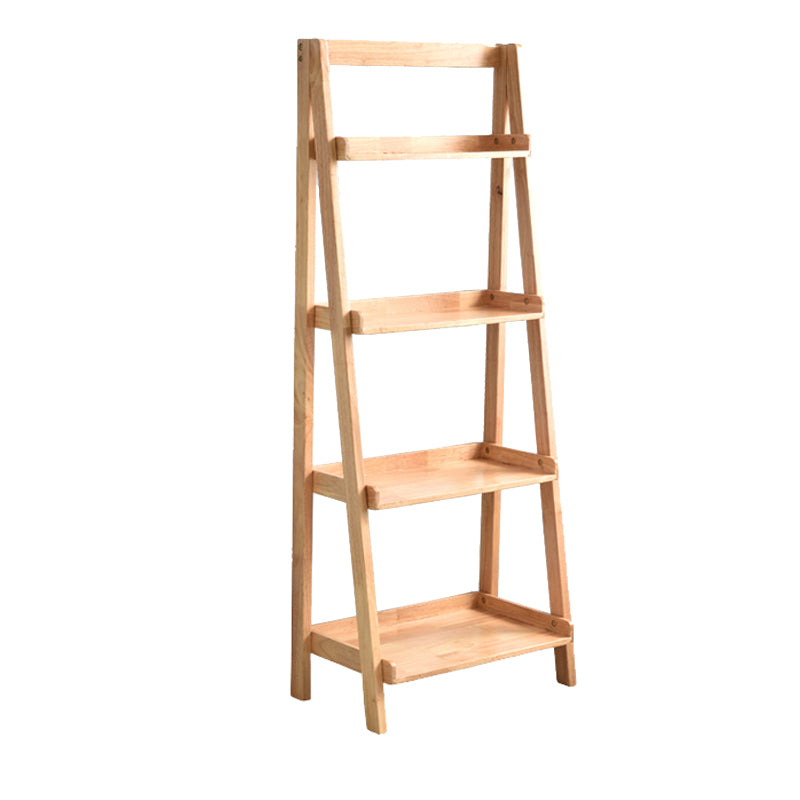 Contemporary Style Ladder Bookcase Wooden Vertical Open Back Book Shelf