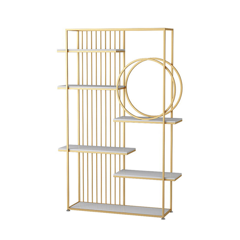 Glam Style Open Bookshelf Metal 6-shelf Bookcase for Home Office