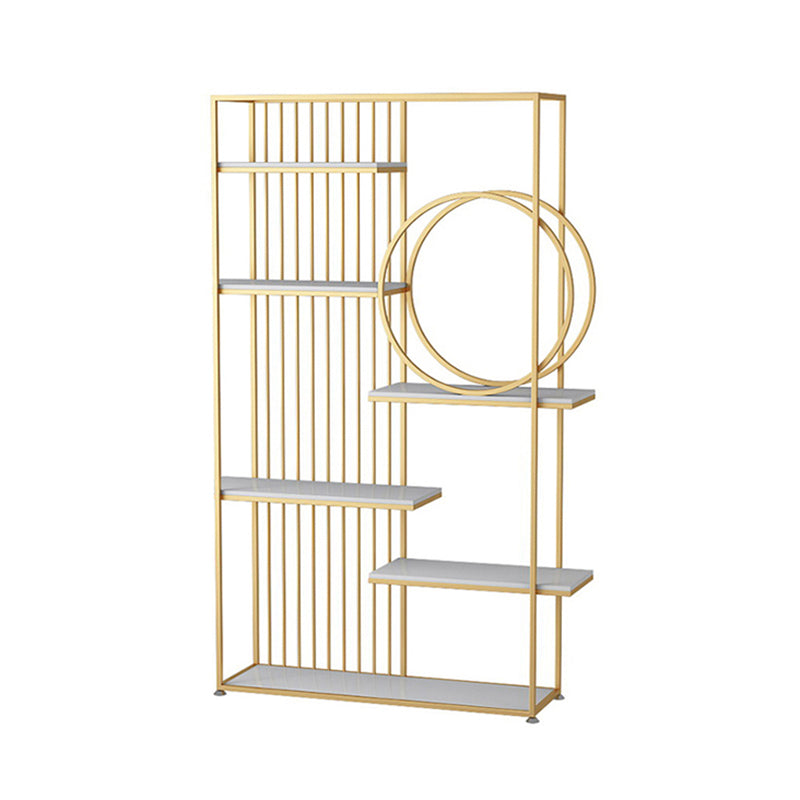 Glam Style Open Bookshelf Metal 6-shelf Bookcase for Home Office