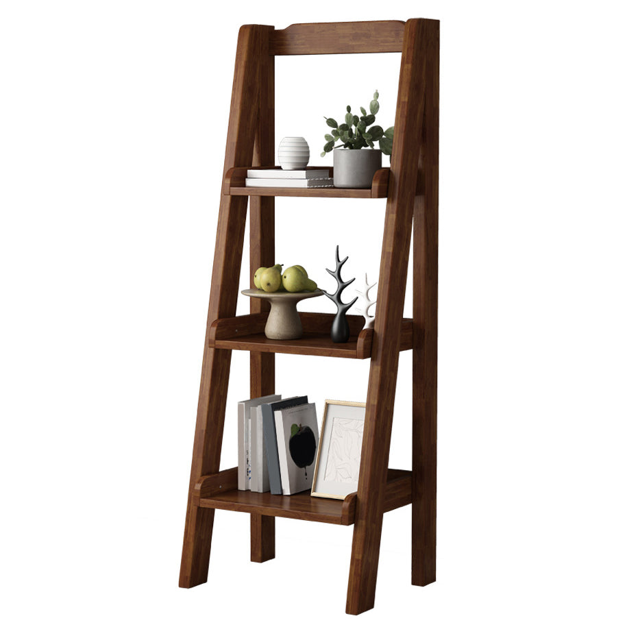 Contemporary Style Ladder Bookcase Wooden Vertical Book Shelf