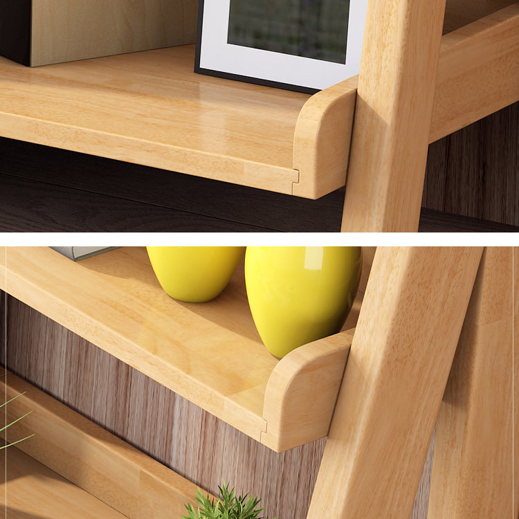 Contemporary Style Ladder Bookcase Wooden Vertical Book Shelf