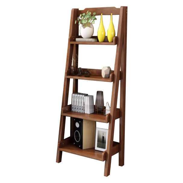 Contemporary Style Ladder Bookcase Wooden Vertical Book Shelf