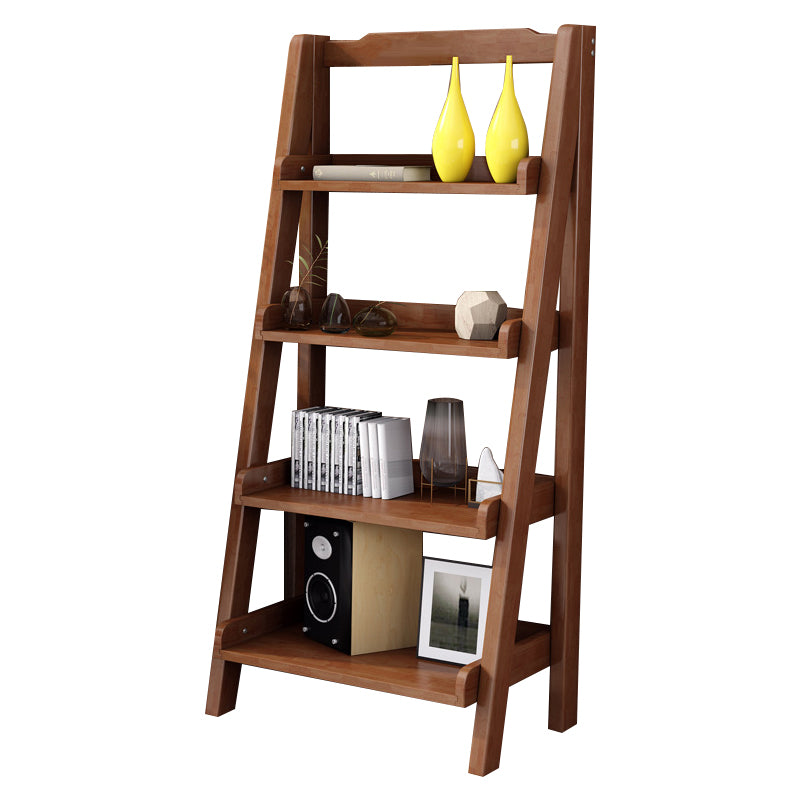 Contemporary Style Ladder Bookcase Wooden Vertical Book Shelf