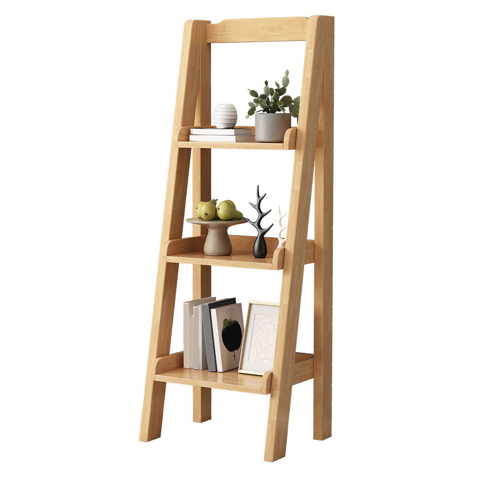 Contemporary Style Ladder Bookcase Wooden Vertical Book Shelf