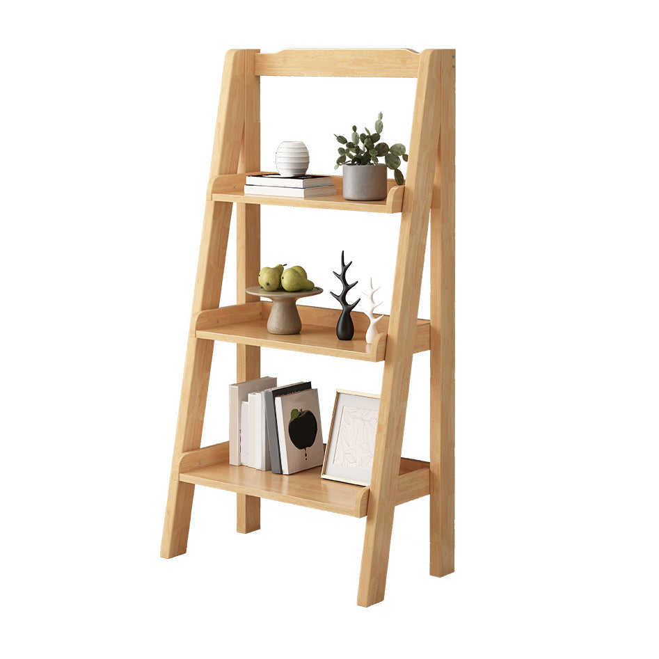 Contemporary Style Ladder Bookcase Wooden Vertical Book Shelf