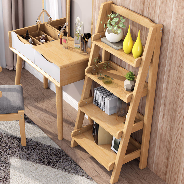 Contemporary Style Ladder Bookcase Wooden Vertical Book Shelf