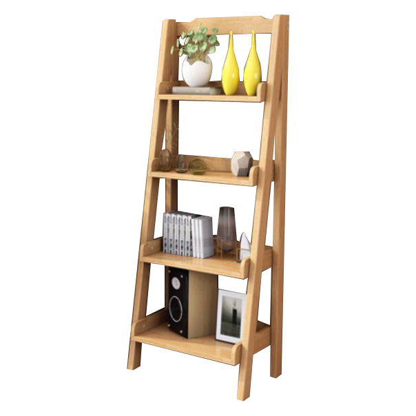 Contemporary Style Ladder Bookcase Wooden Vertical Book Shelf