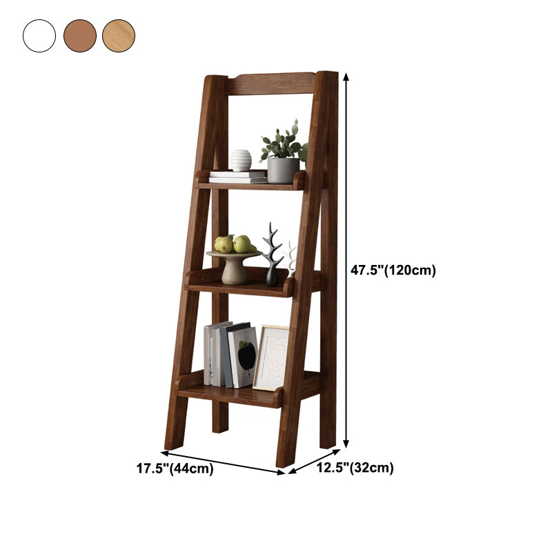 Contemporary Style Ladder Bookcase Wooden Vertical Book Shelf