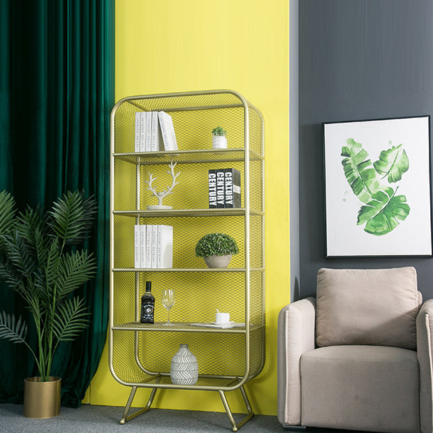 Glam Style Bookshelf Metal Closed Back Shelf Bookcase for Home Use