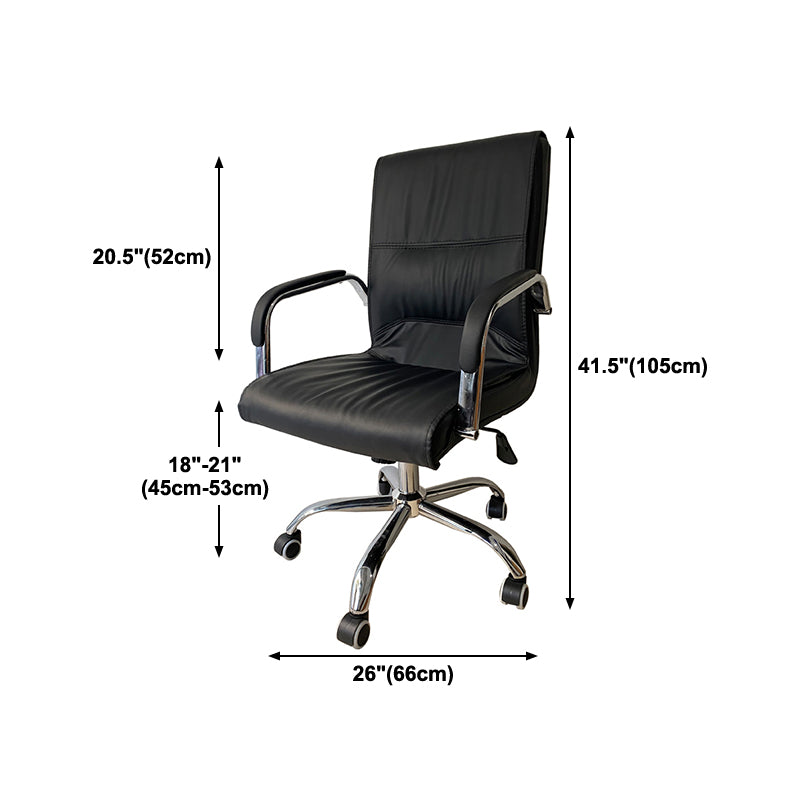 Chrome Metal Base Contemporary Style Task Chair Leather Office Chair