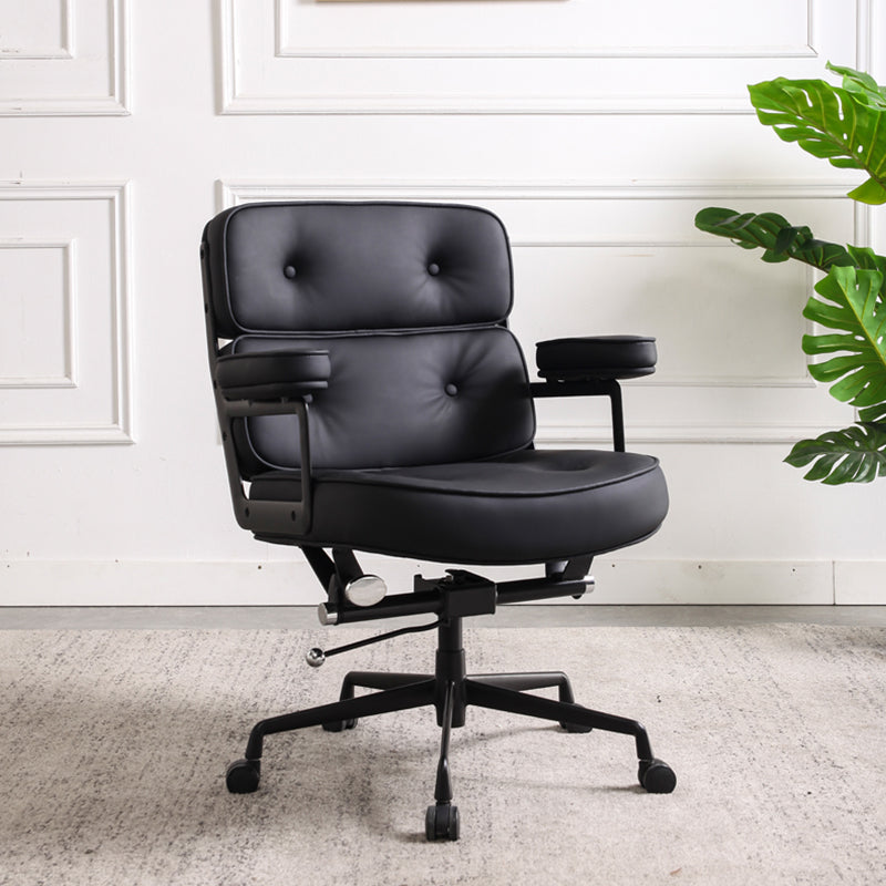 Modern Ergonomic Chair Height-adjustable Leather Fixed Arms Managers Chair