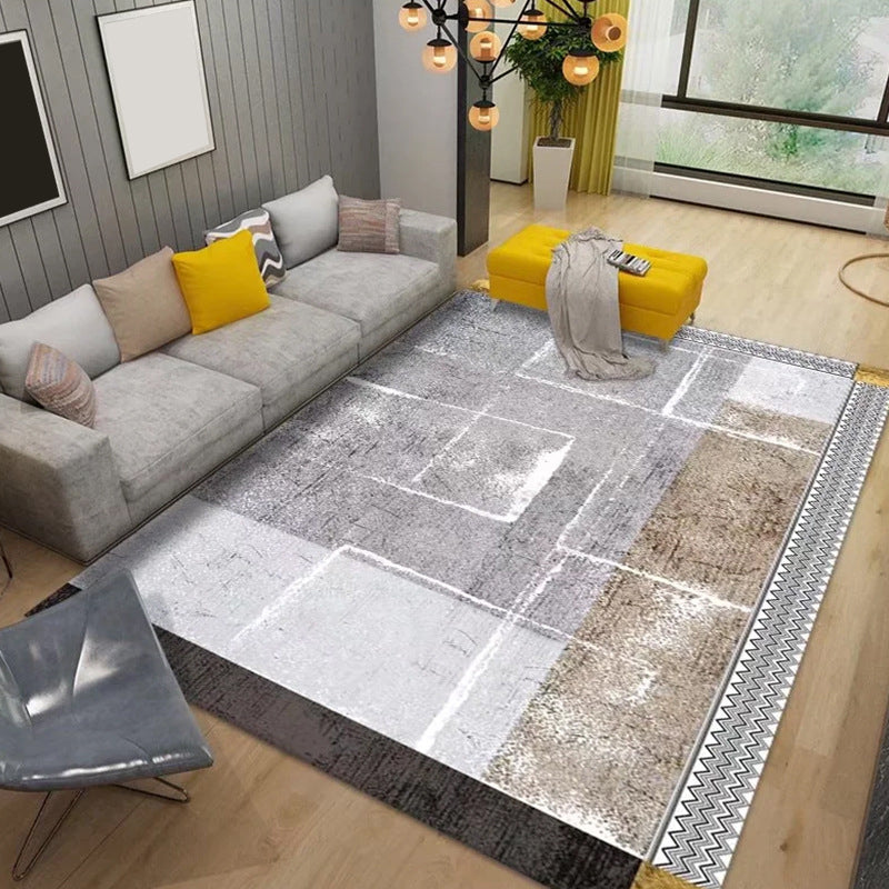 Gray Modern Carpet Polyester Striped Carpet Washable Area Carpet for Living Room