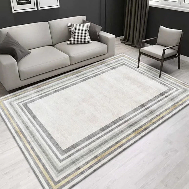 Gray Modern Carpet Polyester Striped Carpet Washable Area Carpet for Living Room