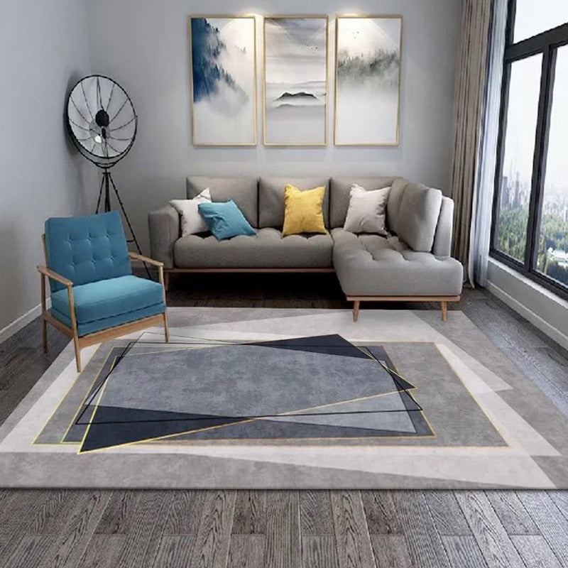 Gray Modern Carpet Polyester Striped Carpet Washable Area Carpet for Living Room