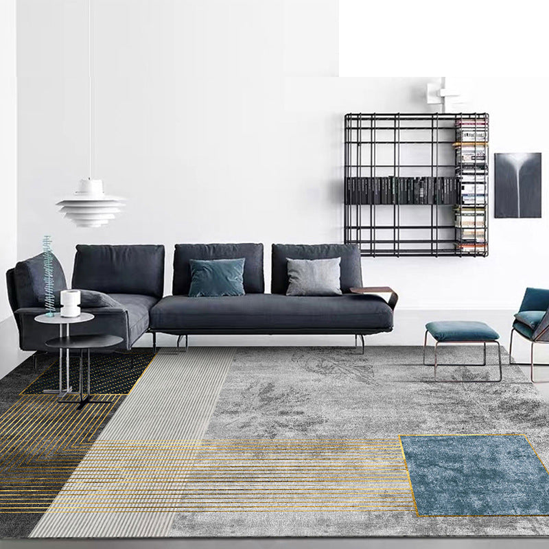 Orange Modern Carpet Polyester Geometric Carpet Non-Slip Backing Carpet for Drawing Room