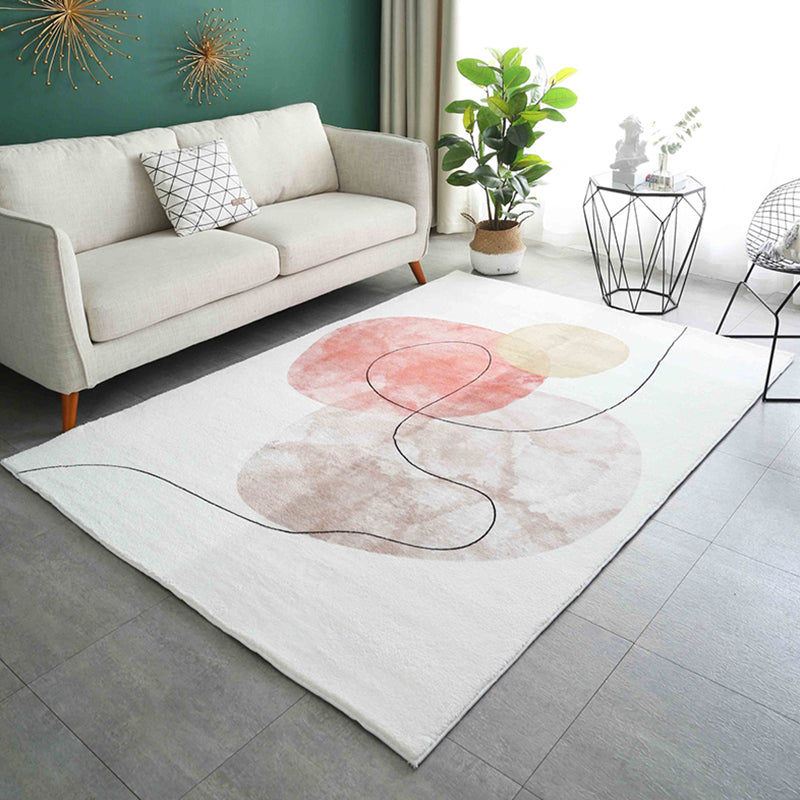 White Color Piece Rug Polyester Modern Indoor Rug Non-Slip Backing Rug for Drawing Room