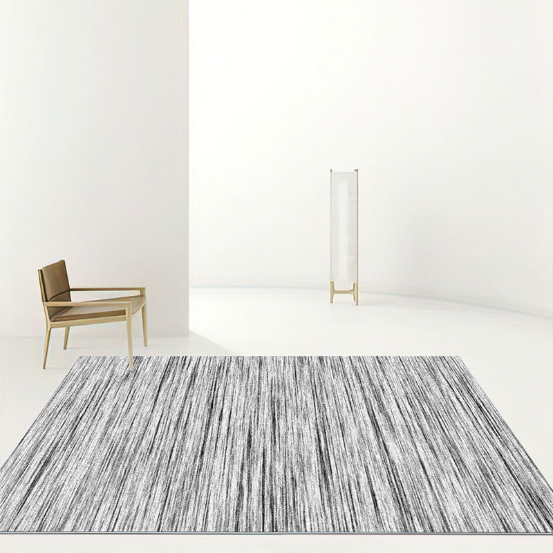 Gray Modern Carpet Polyester Microgroove Carpet Washable Carpet for Living Room