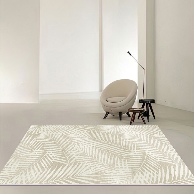 Gray Modern Carpet Polyester Microgroove Carpet Washable Carpet for Living Room