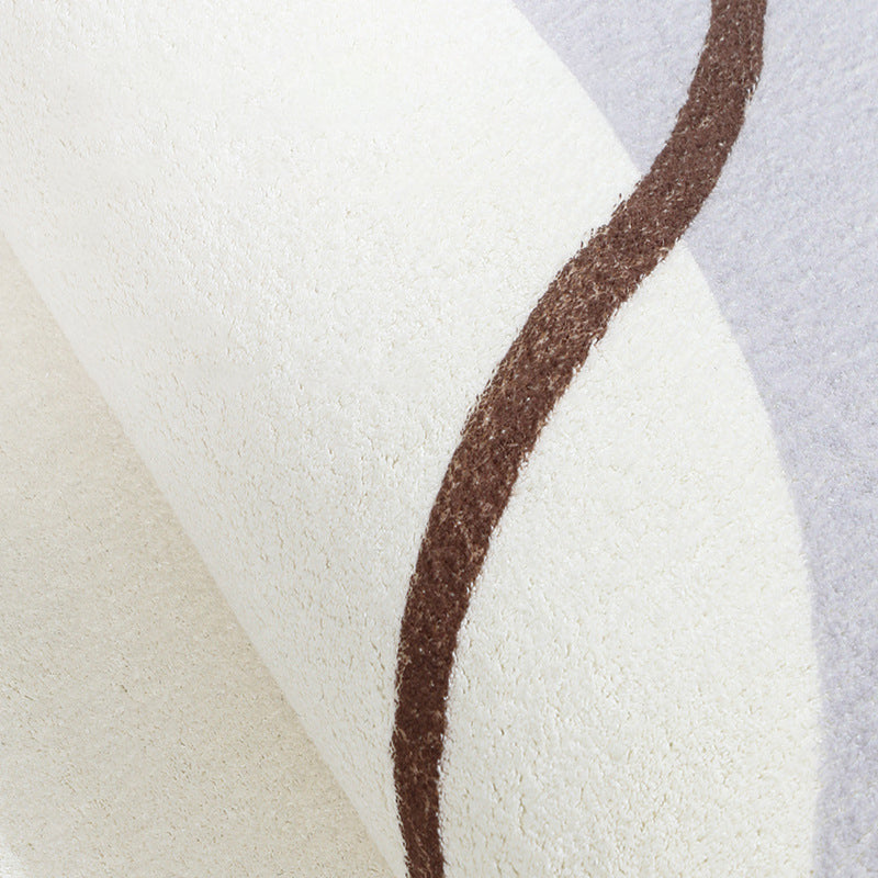 Beigefarbener, lässiger Teppich, Polyester-Farbblock-Teppich, waschbarer Teppich für Heimdekoration