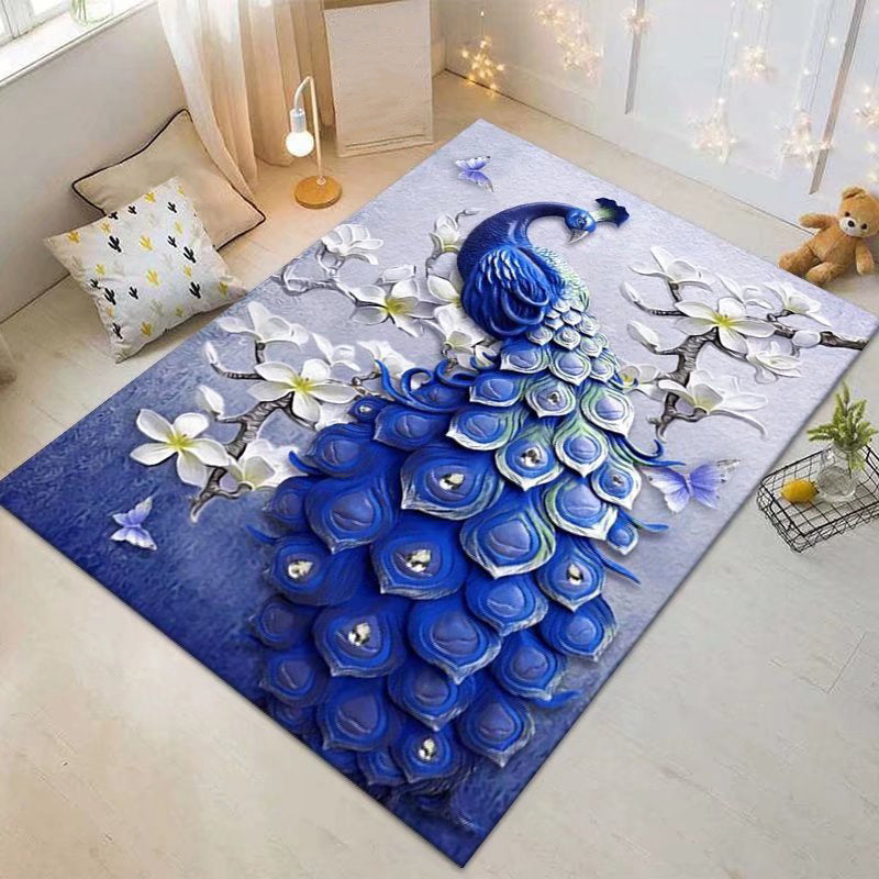 Black Modern Rug Polyester Butterfly Rug Stain Resistant Rug for Drawing Room