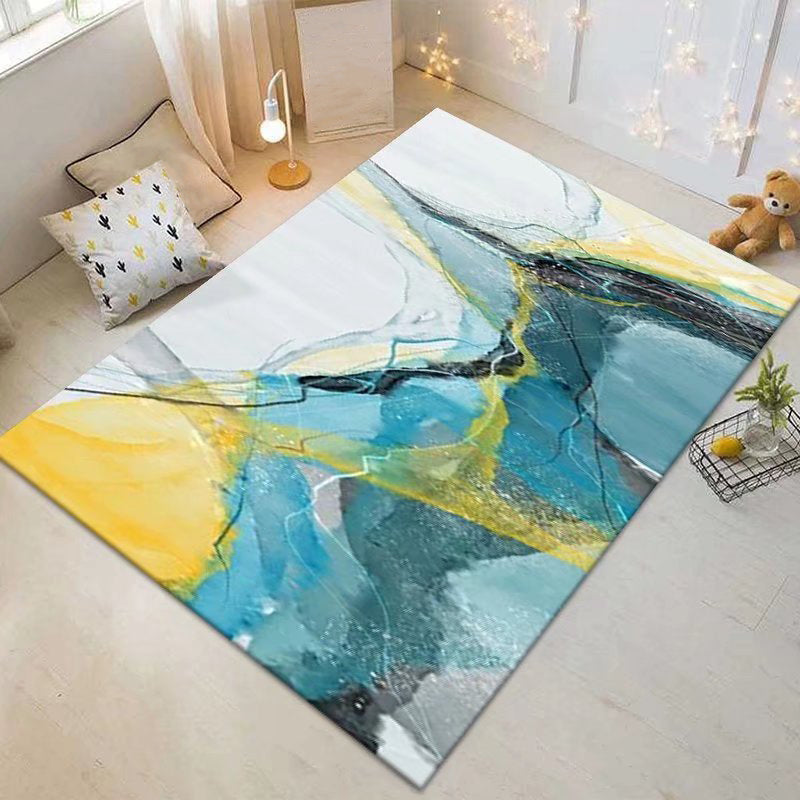 Black Modern Rug Polyester Butterfly Rug Stain Resistant Rug for Drawing Room