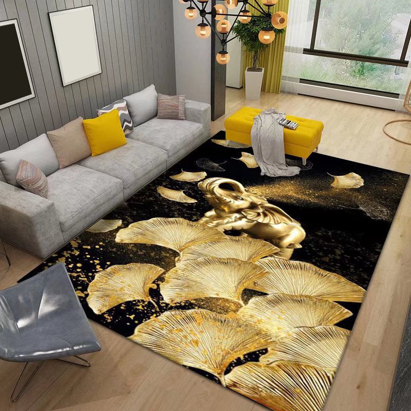 Blue Gorgeous Rug Polyester Peacock Rug Stain Resistant Rug for Living Room