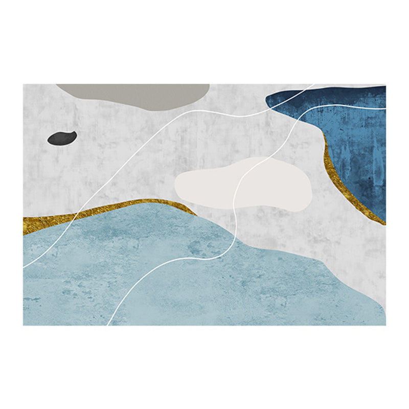 Light Grey Modern Rug Polyester Abstract Print Rug Non-Slip Backing Rug for Living Room