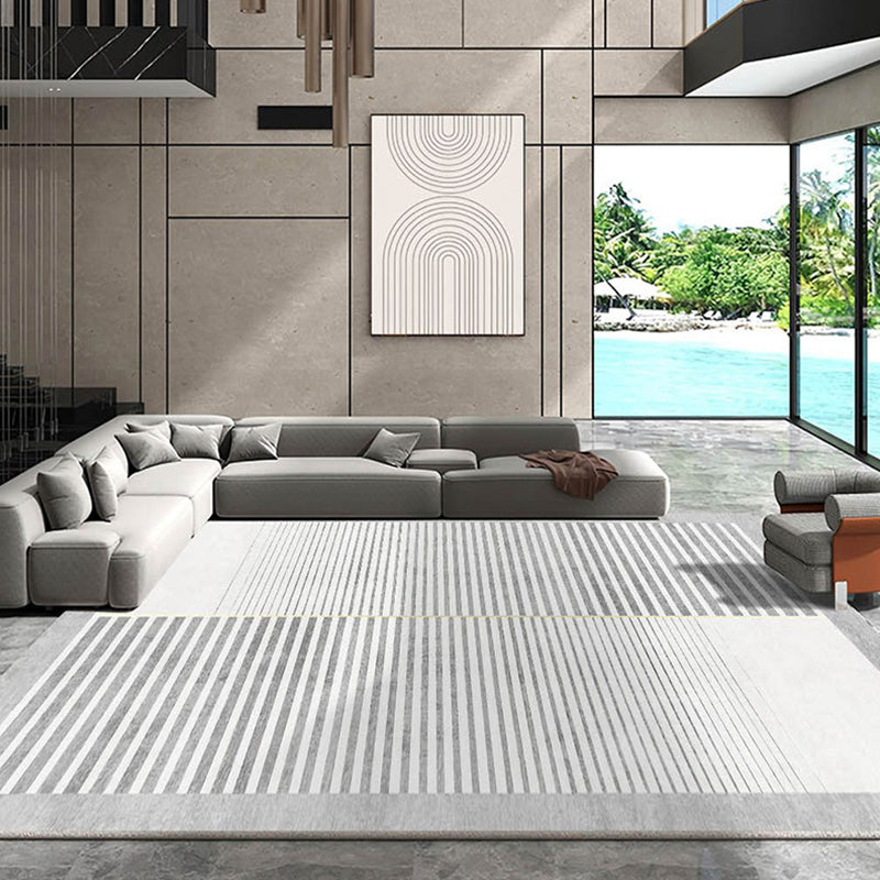 Light Grey Modern Carpet Polyester Striola Carpet Stain Resistant Carpet for Home Decor